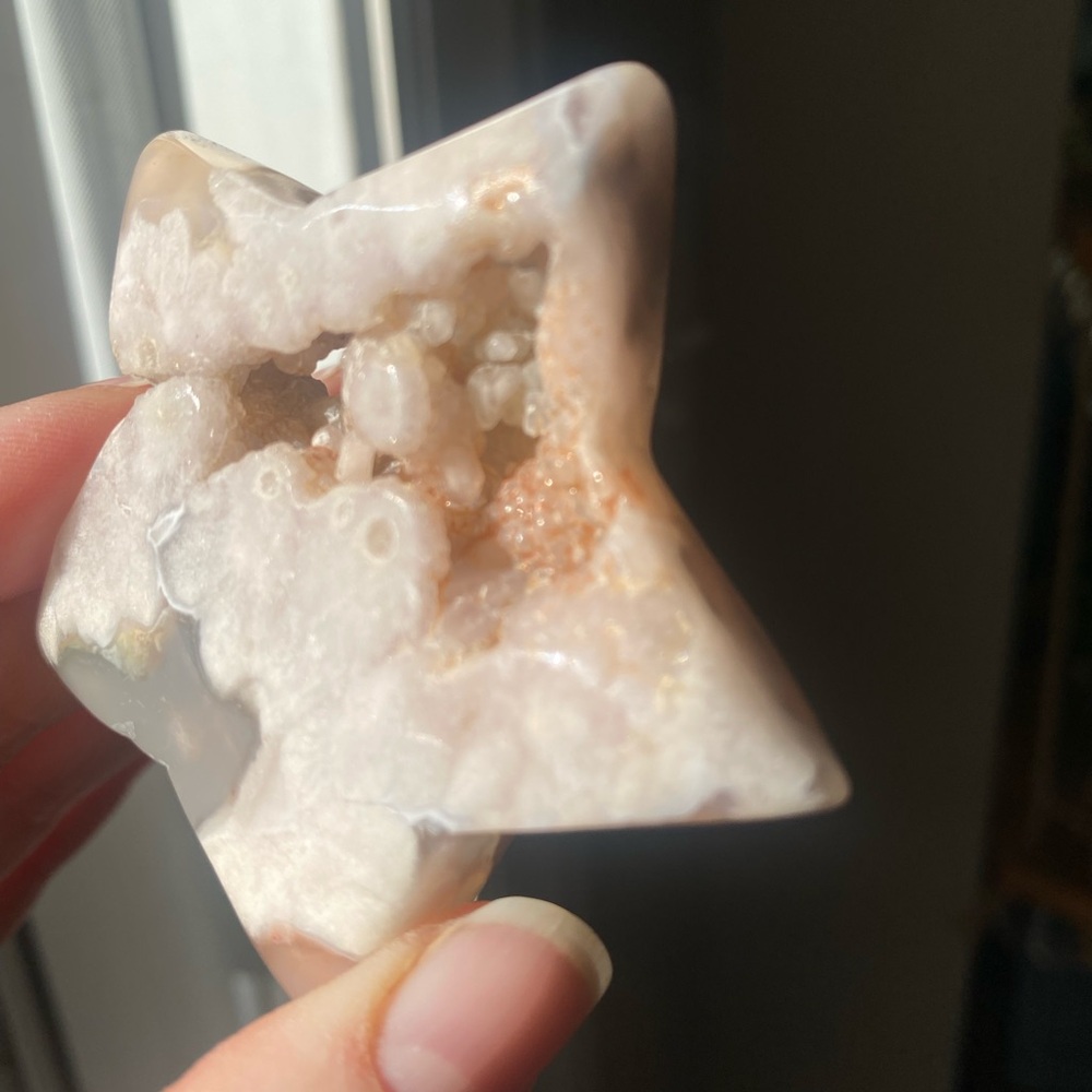 Flower Agate Star with Druzy - Picture 6 of 9